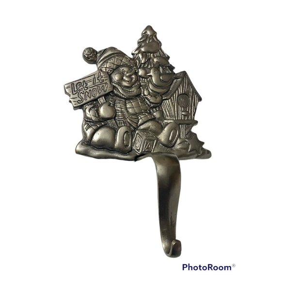 Unbranded Other - Let it Snow Snowman 6+" Christmas Stocking Holder Heavy Cast Iron